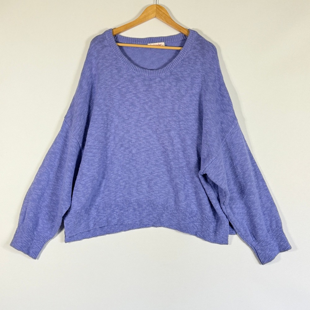 Fresh‎ Produce OS Sweater Purple Womens Oversized Knit Coastal Casual Slouchy